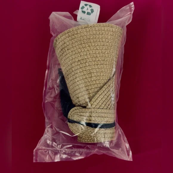 Womens Sun Visor Hat Straw Summer Packable Ponytail Beach Hats Travel UPF 80+ - Picture 8 of 9